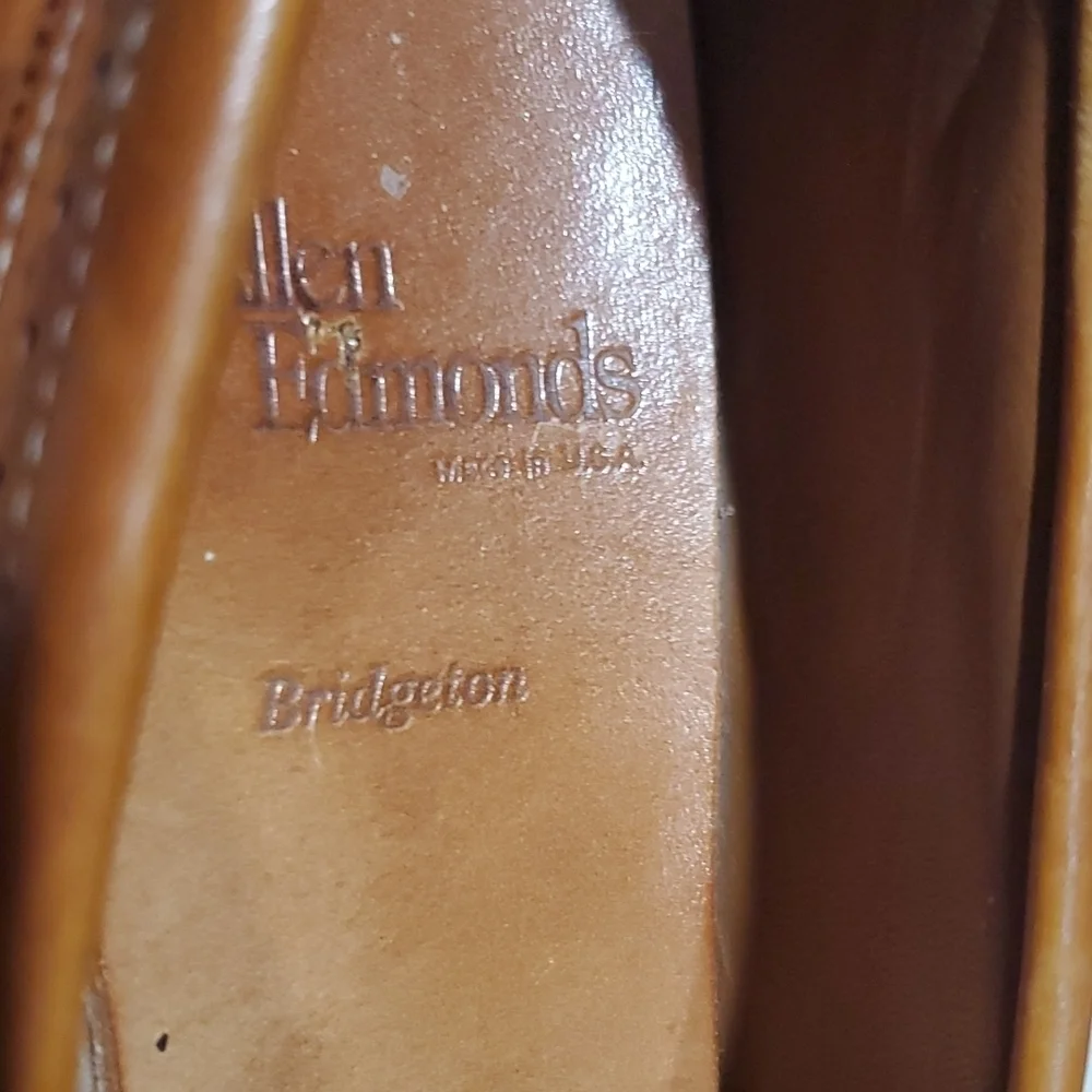 Allen Edmonds Bridgeton tan leather slip on perforated loafer